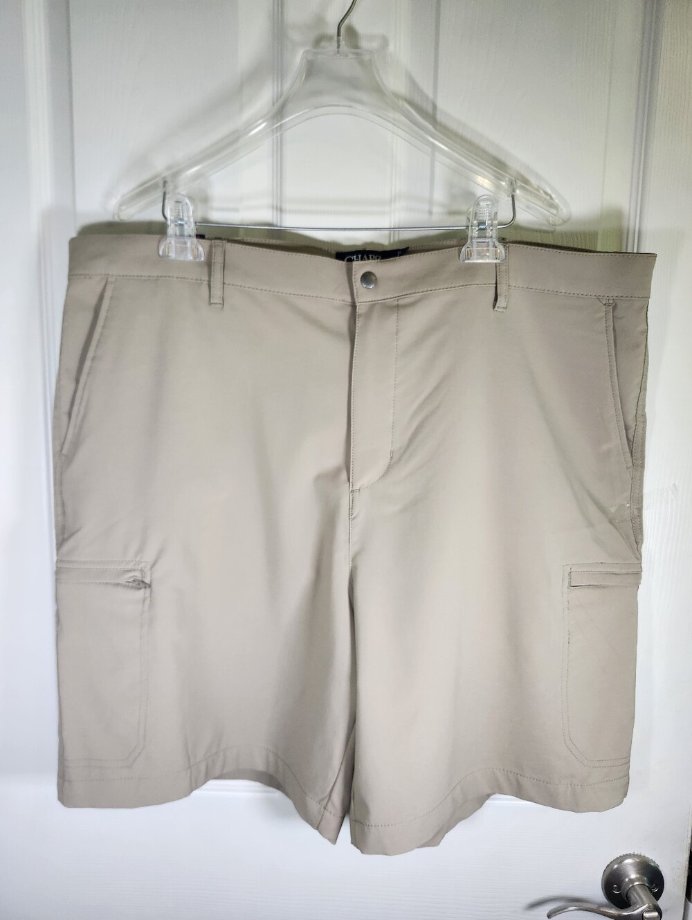 Chaps Performance Stretch UPF 50+ Media Zip Pocket Khaki Tan Shorts S 42W NWT